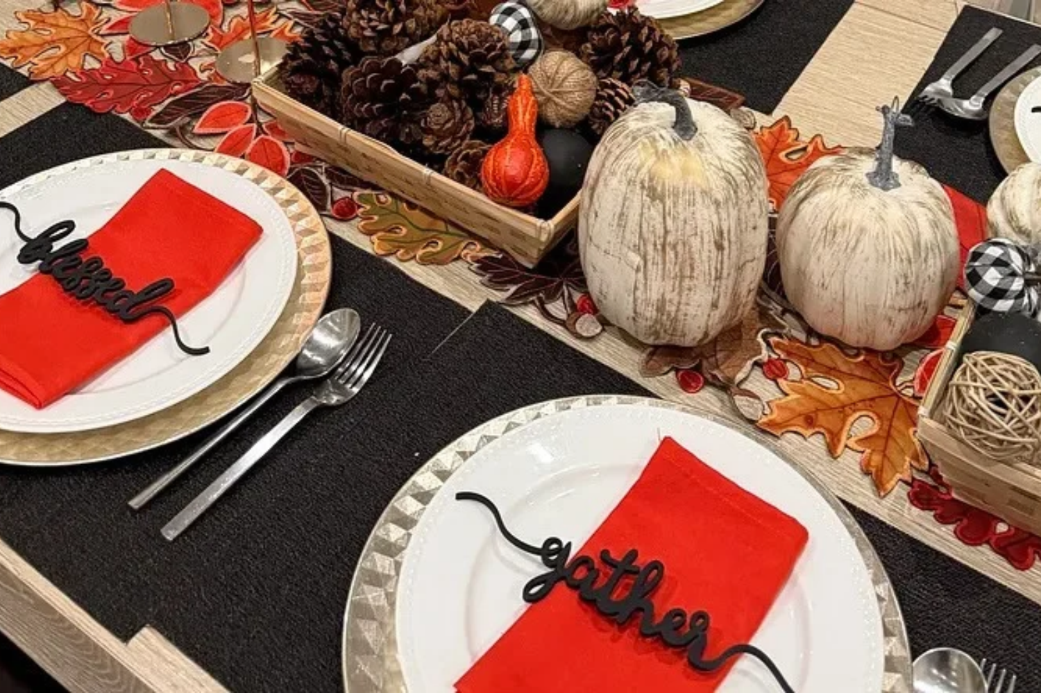 Family gathered around a Thanksgiving table